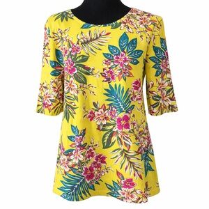 Time and Tru 100% cotton Tropical Floral Boatneck Top  XL 16/18
